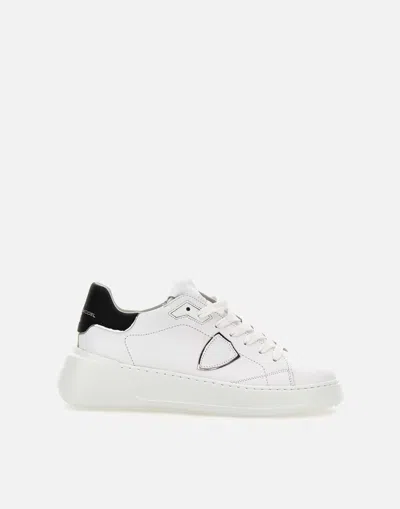 Philippe Model Tres Temple White Leather Sneakers