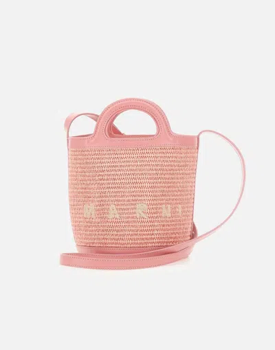 Marni Tropicalia Pink Raffia Shoulder Bag