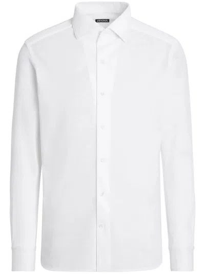 Zegna Tailored Cotton-linen Shirt In White