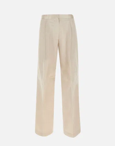 Calvin Klein Trousers Luxe Blend Viscose Hemp Cotton In Beige