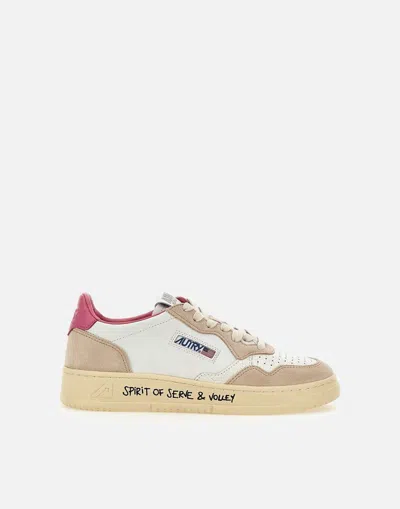 Autry Vy04 Leather Sneakers In White-pink