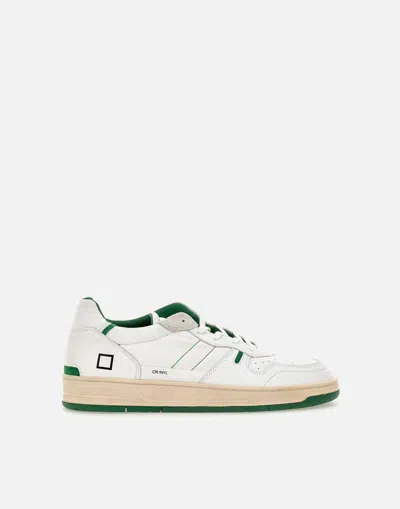 Date White And Green Court 2.0 Sneakers In White-green