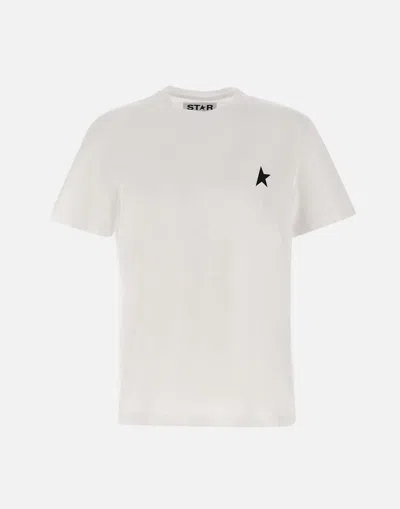 Golden Goose White Cotton T-shirt With Black Star Logo Print