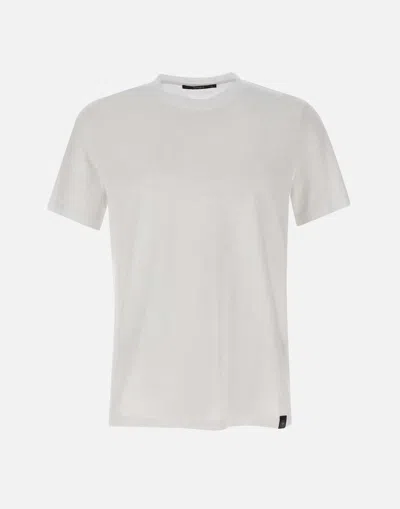 Kangra Cashmere White Cotton T-shirt With Logo Label