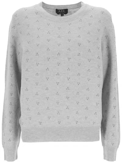 Apc Woman Light Grey Sweater Wvbcjf23260 In Gris Clair Chine