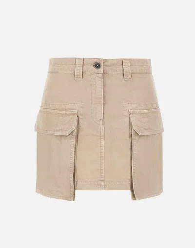 Golden Goose Worker Cotton Asymmetrical Mini Skirt In Beige