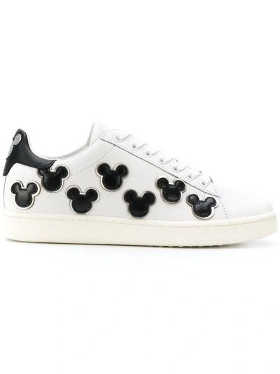 Moa Master Of Arts Mickey Mouse Leather Sneakers In White,black