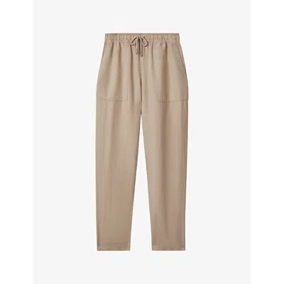Reiss Womens Sand Romie Relaxed-fit High-rise Stretch-woven Trousers