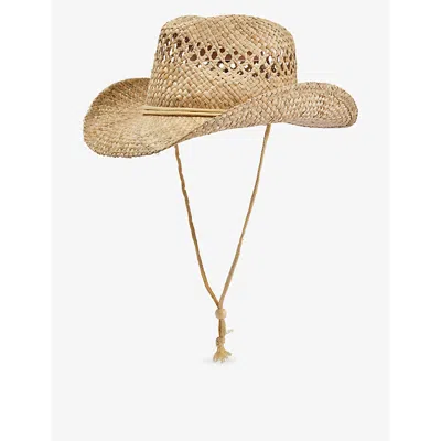Boutique Bonita Womens Raffia Wide-brim Cord-embellished Straw Cowboy Hat