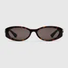 Gucci Oval Frame Sunglasses In Brown