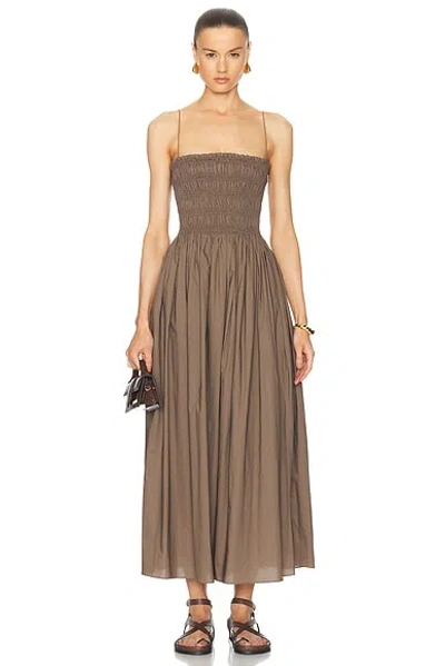 Matteau Shirred Bodice Dress In Brown
