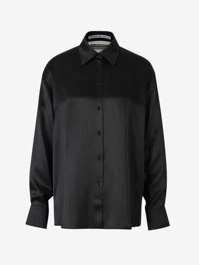 Alexander Wang Flowing Silk Shirt In Black