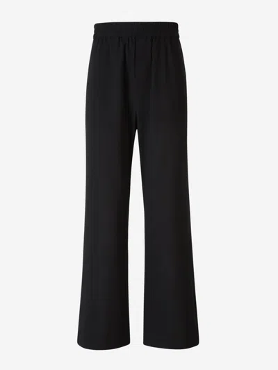 Ami Alexandre Mattiussi Cotton Crepe Trousers In Metal Logo On The Back