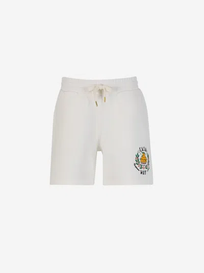 Casablanca Casa Way Straight-leg Logo-embroidered Cotton-jersey Drawstring Shorts In White