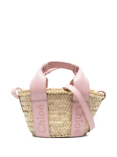Chloé Chloè Sense Raffia Basket Case In Pink