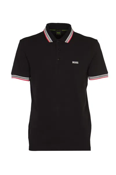 Hugo Boss Short Sleeve Cotton Pique Polo Shirt In Black