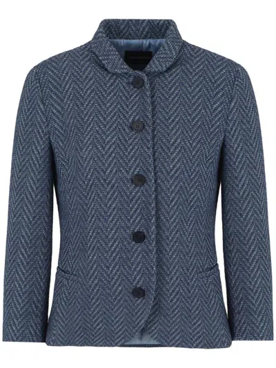 Emporio Armani Cotton Jacket In Blue
