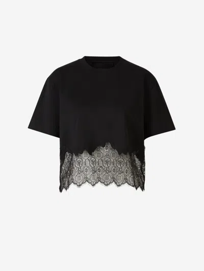 Givenchy Cropped Lace T-shirt In Lace Hem