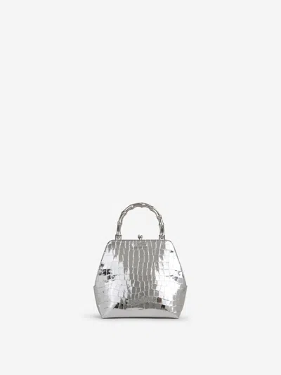 Jil Sander Goji Bamboo Square Handbag In Silver