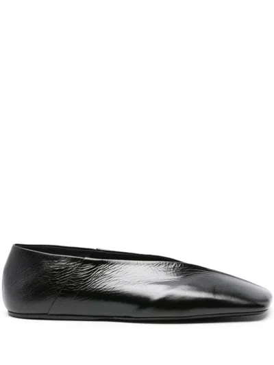 Jil Sander Leather Ballet Flats In Black