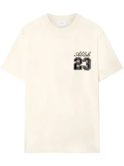 Off-white Logo Cotton T-shirt In Beige