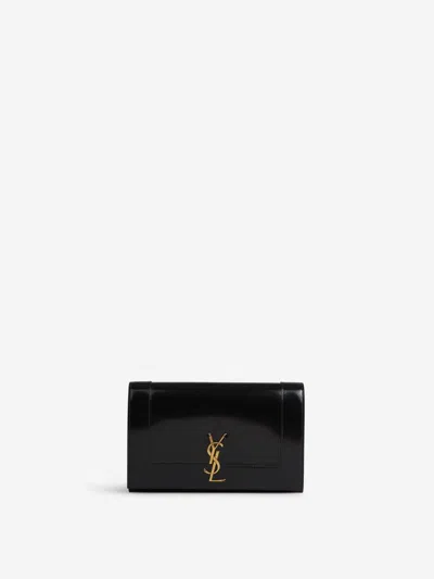 Saint Laurent Logo Leather Handbag In Black