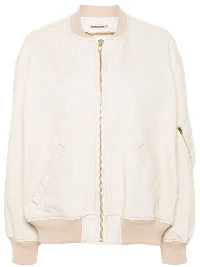 Semicouture Rosaline Twill Bomber Jacket In White