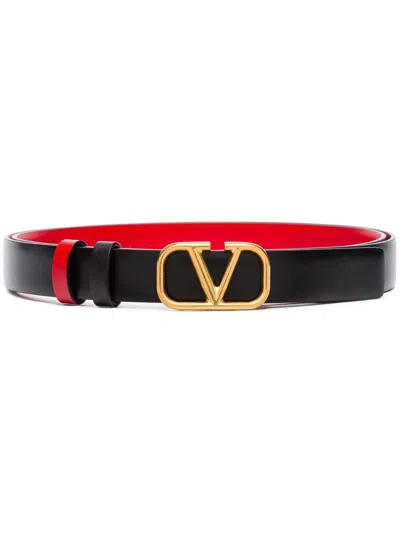 Valentino Garavani Vlogo Signature Leather Belt In Black