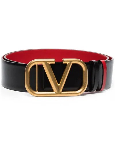 Valentino Garavani V-logo Reversible Belt In Black