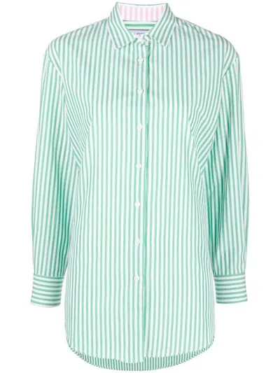 Mc2 Saint Barth Striped Cotton Shirt In Green