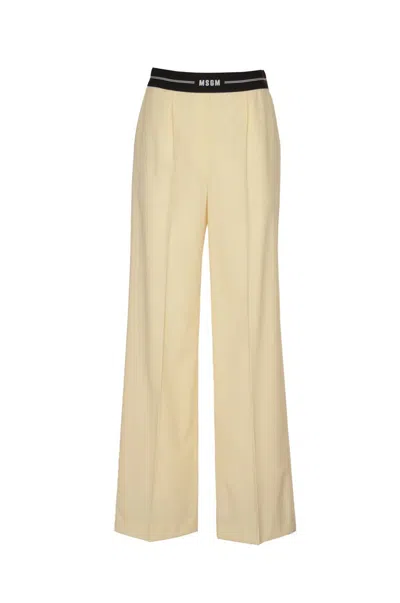 Msgm Wool Pants In White
