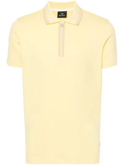 Paul Smith Half Zip Polo Shirt In Yellow