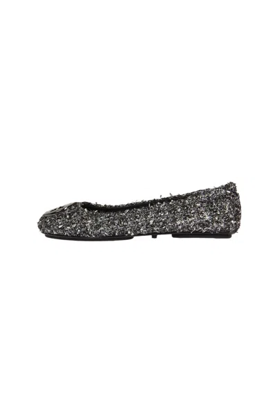 Tory Burch Flat Shoes In Silver Confetti / Gunmetal