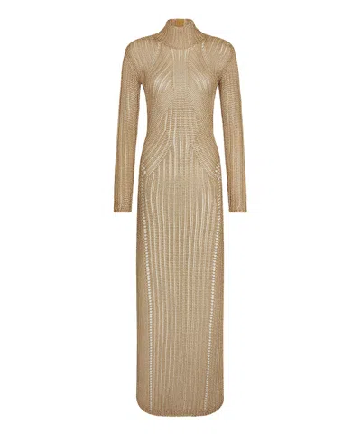 Tom Ford Maxi Cut Out Long Dress In Gold