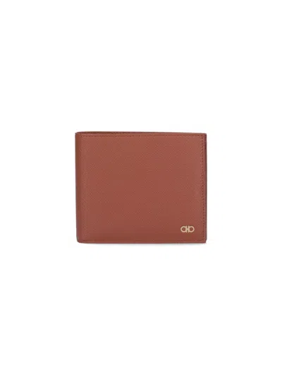 Ferragamo Bi-fold Wallet "gancini" In Brown