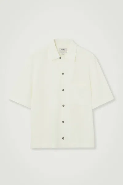 Cos Short-sleeved Seersucker Shirt In White