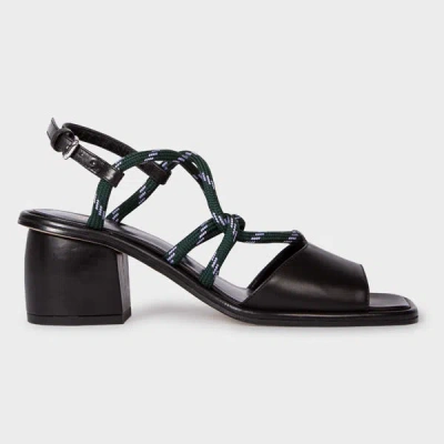 Paul Smith Raven Leather And Cord Slingback Sandals In Black