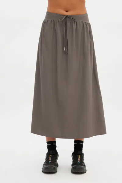 Girlfriend Collective Flint Celene Gathered Skirt In Gray