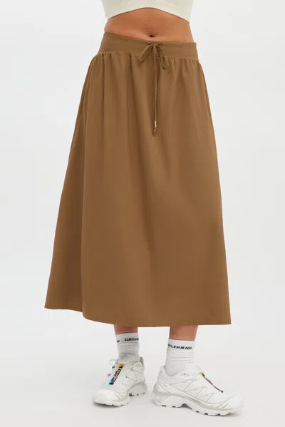 Girlfriend Collective Fox Celene Gathered Skirt In Brown