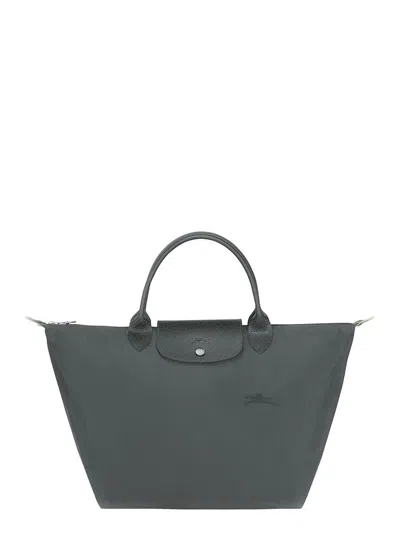 Longchamp 'm Le Pliage Original' Grey Shoulder Bag With Embossed Logo In Canvas Woman