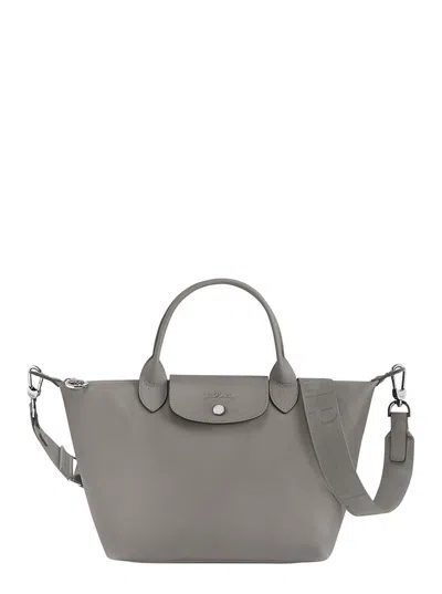 Longchamp 's Le Pliage Xtra' Grey Handbag With Embossed Logo In Leather Woman