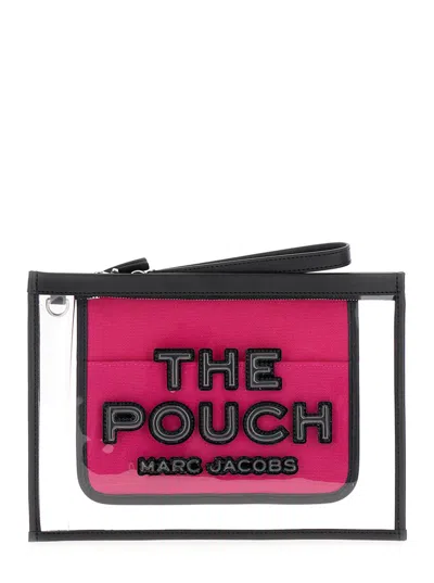 Marc Jacobs 'the Clear Large Pouch' Fuchsia Pouch With Logo Print In Pvc Woman In Black