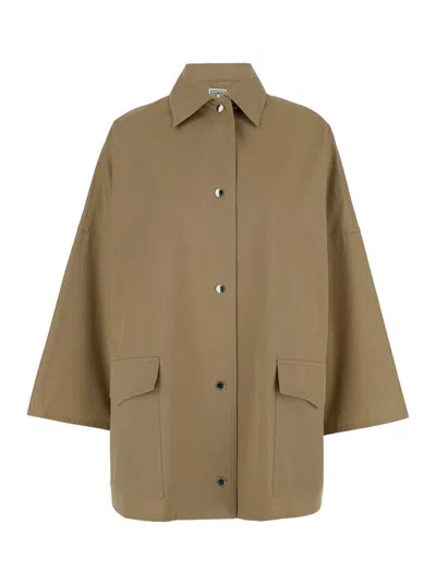 Totême Cotton Twill Overshirt Jacket In Brown