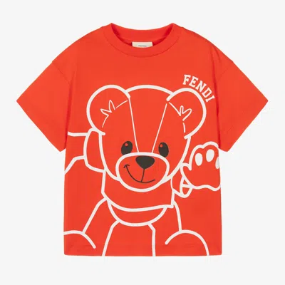 Fendi Kids' Bear T-shirt In Red
