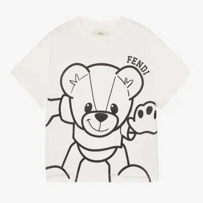 Fendi Kids' Bear T-shirt In White