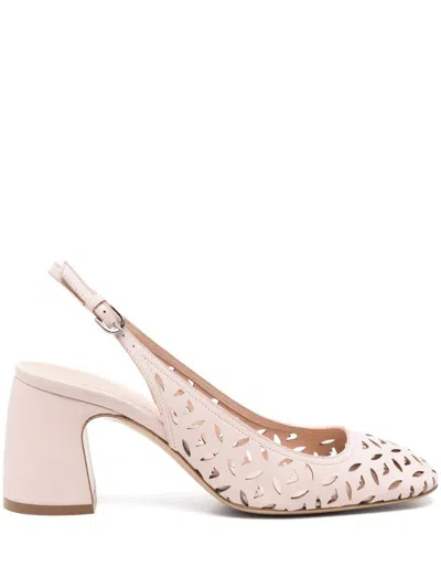 Ea7 Emporio Armani Perforated Leather Slingback Pumps In Powder