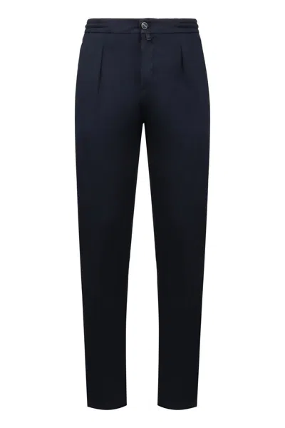 Kiton Cotton Trousers In Blue
