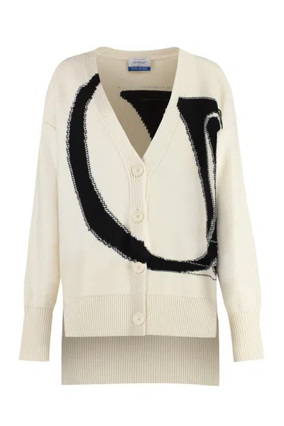 Off-white Wool Cardigan In Ivory
