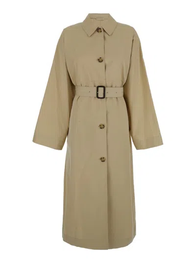 Totême Tumbled Cotton Silk Trench In Beige