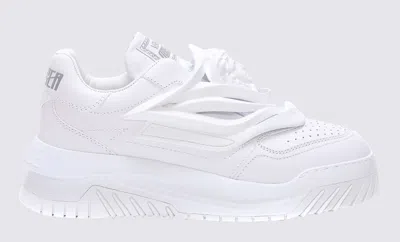 Versace White Leather Odissea Sneakers In Bianco